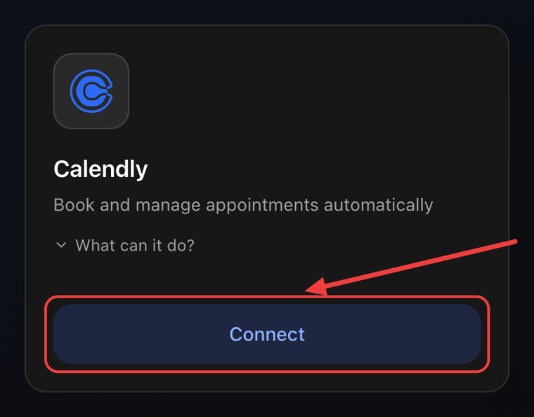 Card Calendly nella tab Integrazioni