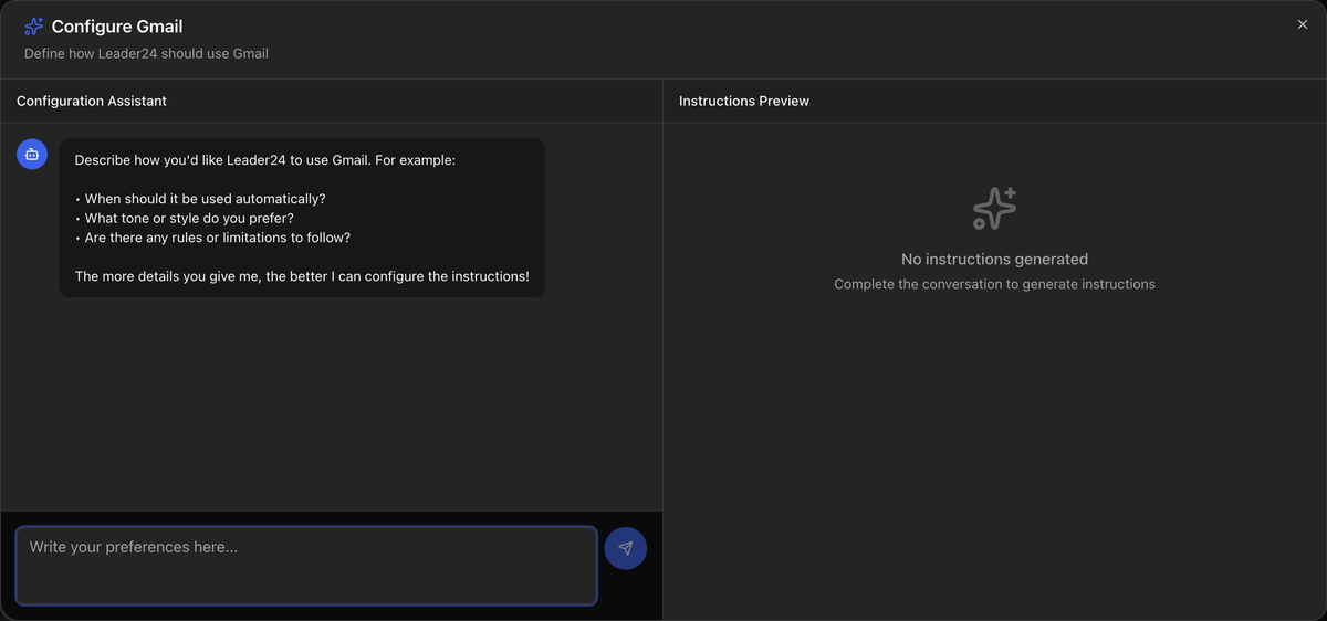 Configure Gmail window