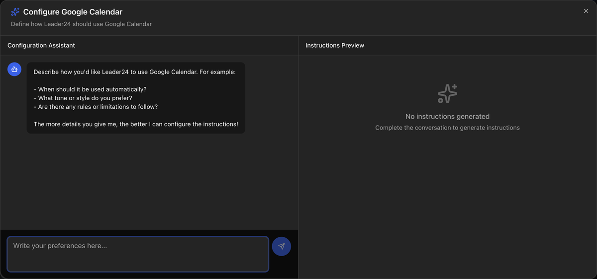 Fenster Google Calendar konfigurieren